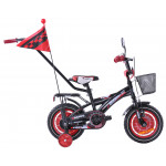 Detský bicykel  Fuzlu 12" Racing čierna červená lesklá